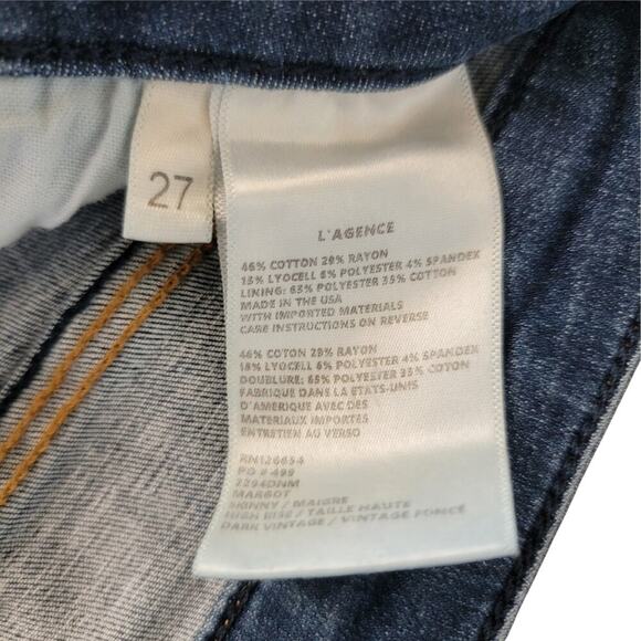 L'AGENCE Margot Dark Vintage Skinny High Rise Super Stretch Jeans Womens 27 - Picture 8 of 13